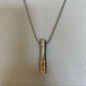 Only love capsule necklace on silver tone beaded chain